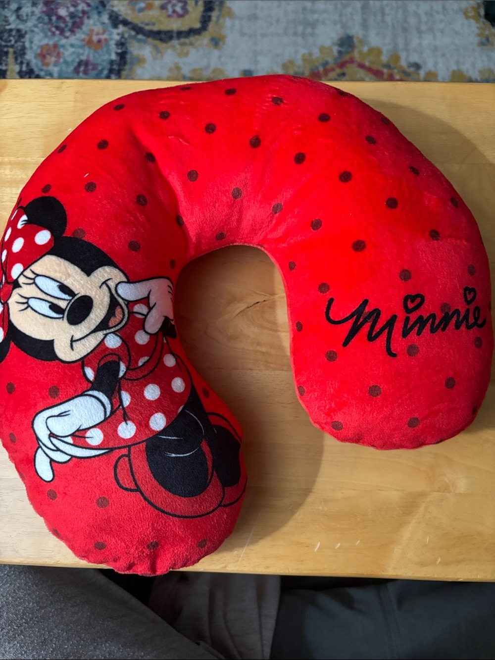 Disney Minnie Mouse Red and Black Plush Neck Pillow